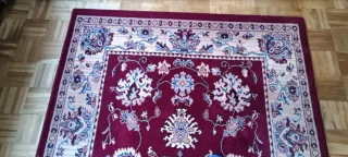 Alfombra clásica salón beige y roja