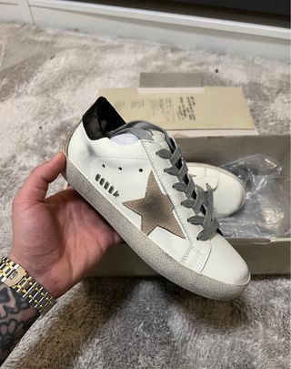 Golden Goose Sneakers Pelle Bianca Nera Taglia 34
