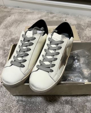 Golden Goose Sneakers Pelle Bianca Nera Taglia 34