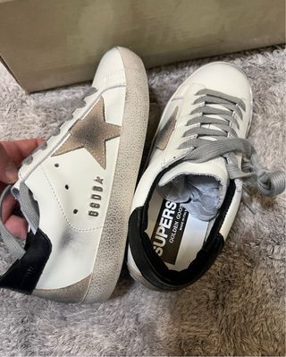 Golden Goose Sneakers Pelle Bianca Nera Taglia 34