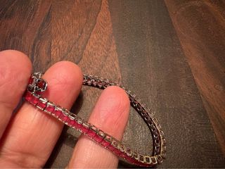 Bracciale Tennis Quarzi Rossi Argento