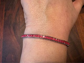 Bracciale Tennis Quarzi Rossi Argento