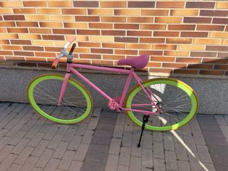 Bici Fixie Kamikaze Rosa Neumáticos Verdes