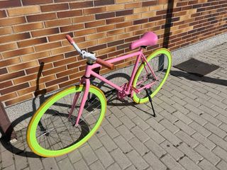 Bici Fixie Kamikaze Rosa Neumáticos Verdes