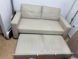 Sofá cama beige polipiel