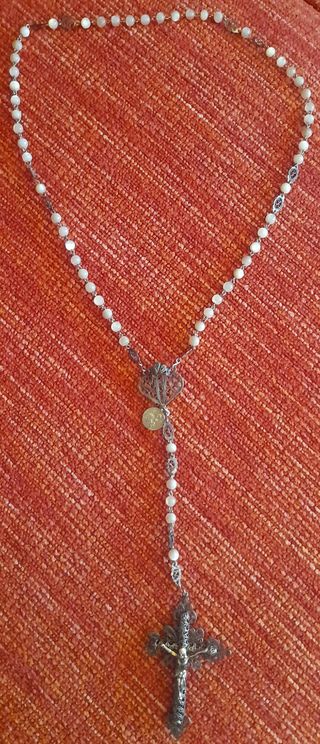 Antiguo Rosario Plata y Perlas