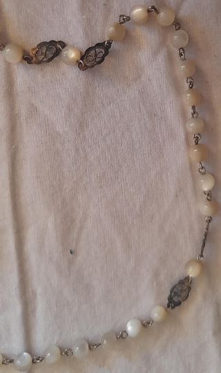 Antiguo Rosario Plata y Perlas