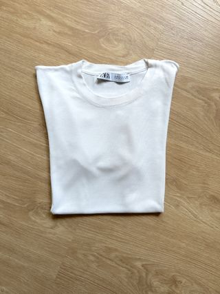 Top Punto Zara Blanco Talla M Manga Corta