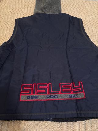 Chaleco Sisley con capucha azul marino