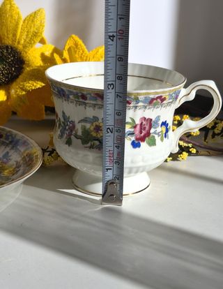 Taza y platillo de porcelana floral