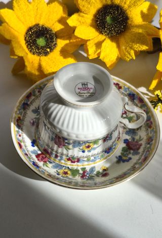 Taza y platillo de porcelana floral