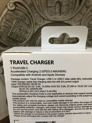 Cargador Samsung 45W original con cable USB-C