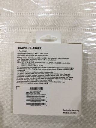 Cargador Samsung 45W como nuevo con cable