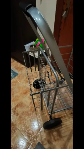 Carrito de compra metálico . Ancho 38,50 alto 50,