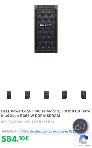 DELL PowerEdge T140 servidor 3,5 GHz 8 GB Torre