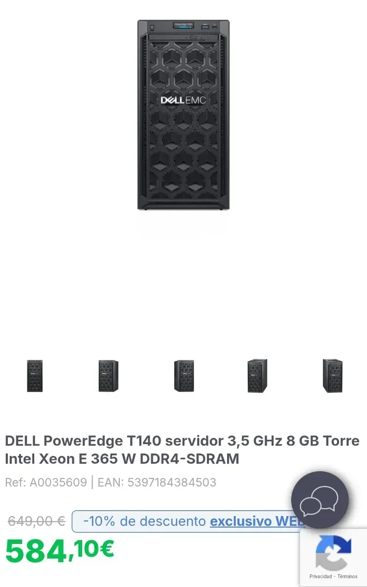 DELL PowerEdge T140 servidor 3,5 GHz 8 GB Torre afbeelding 2