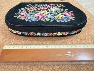 Bolso vintage floral needlepoint 1950s