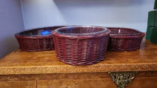 Cestas Mimbre y Cristal Set 3