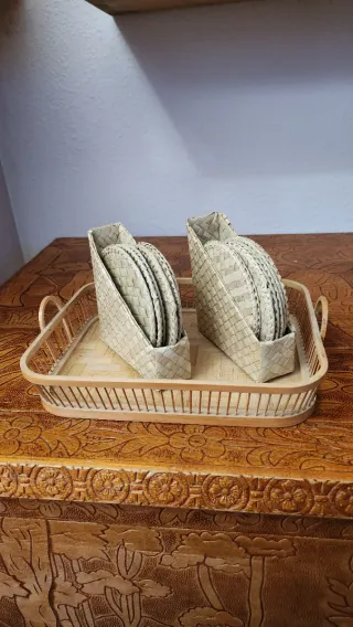 Cestas Mimbre y Cristal Set 3