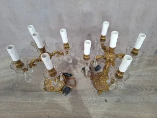 Pareja Candelabros Bronce y Cristal