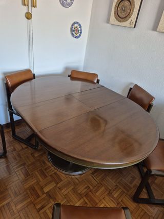 Mesa comedor extensible madera y metal