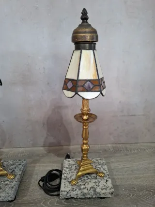 Pareja Lámparas Tiffany Cristal y Metal