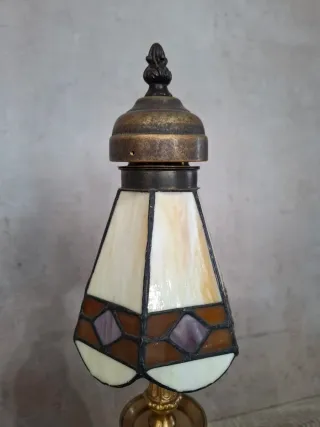 Pareja Lámparas Tiffany Cristal y Metal