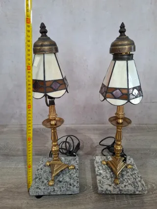 Pareja Lámparas Tiffany Cristal y Metal