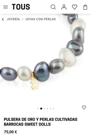 Pulsera de Tous. Perlas naturales y charm de oro.