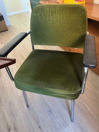 Silla antigua apuntador terciopelo madera