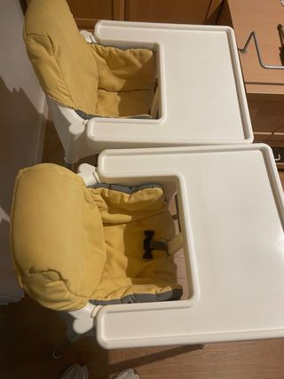 Trona alta blanca y funda amarilla 15€ cada una