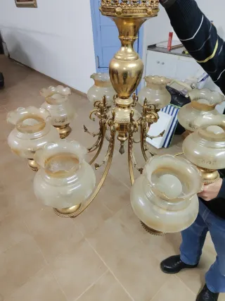 Lámpara de bronce vintage 70s