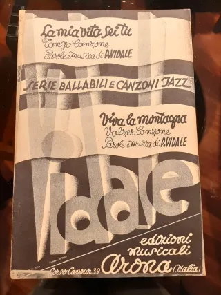 Spartiti musicali d'epoca Vidale Arona
