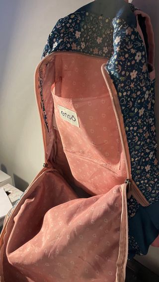 Mochila Enso floral azul y rosa