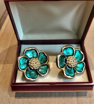 Pendientes Doira joyas vintage Verde y Dorados