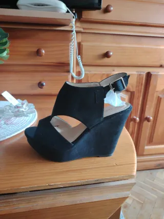 Sandalias cuña negras talla 39