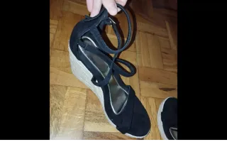 Zapatillas de esparto con cuña negras