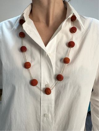 Collar largo coral esponja natural