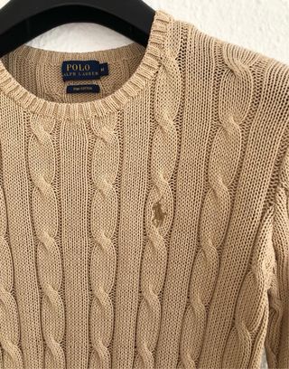 Jersey Polo Ralph Lauren beige trenzado Talla M