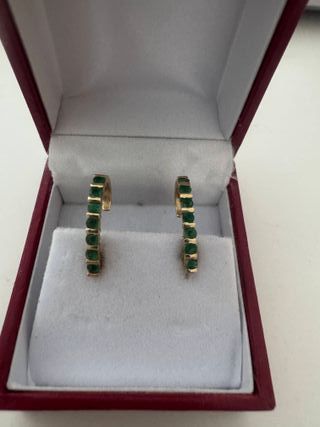 Pendientes Esmeralda Oro 14K Certificado