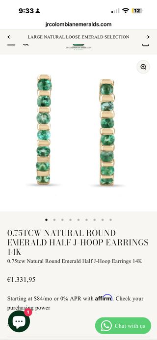 Pendientes Esmeralda Oro 14K Certificado