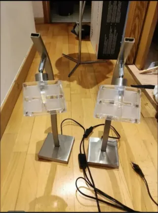 2 Lámparas Mesita Noche Modernas Cristal