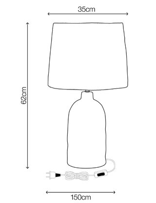 Lámpara de mesa Inspire Bomoa cerámica y ratán