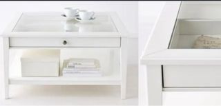 Mesa de centro de cristal y madera