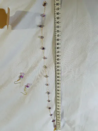 Conjunto collar, pulsera y pendientes piedras