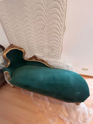 Sofá de Lujo Terciopelo Verde y Dorado