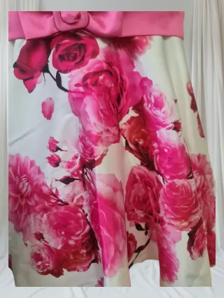 Vestido fiesta flores rosa talla L