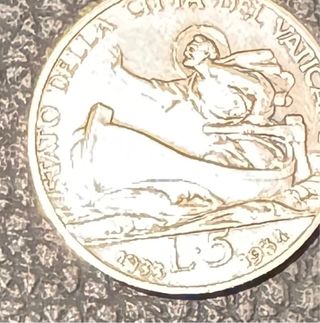 Vaticano 5 Lire 1934 Pio XI Argento
