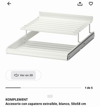 KOMPLEMENT Zapatero Extraíble Blanco 50x58cm