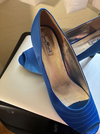 Zapatos de fiesta Rosa Azul raso, nuevos, comodos